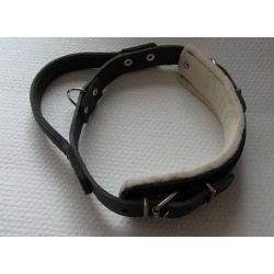 Kraftig lderhalsbnd m/hndtag