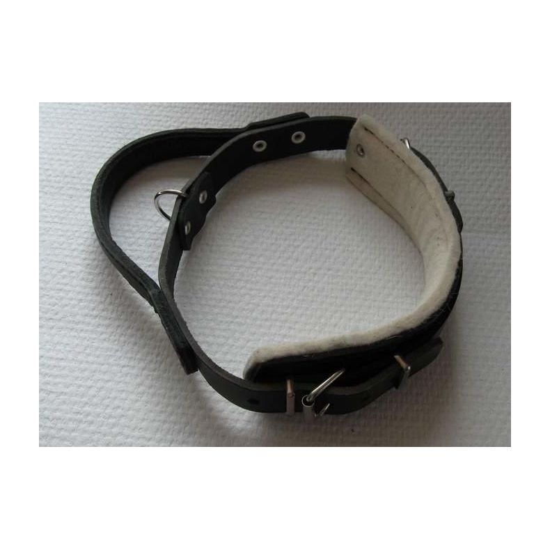 Kraftig lderhalsbnd m/hndtag