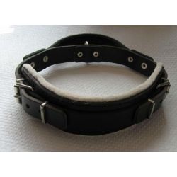 Kraftig lderhalsbnd m/hndtag