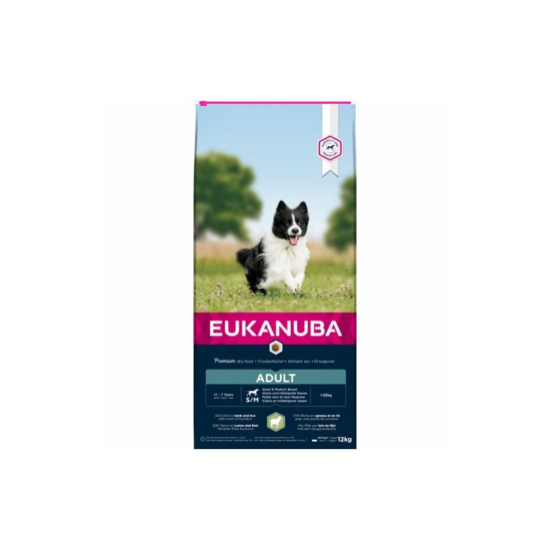 Eukanuba Adult Small/Medium - Lam &amp; Ris 12 kg.