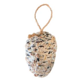 Fedtfyldt pinjekogle til havens fugle