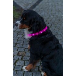Lyshalsb�nd - Flash lysring USB - Silicone M-L 50 cm/ 30 mm - Pink