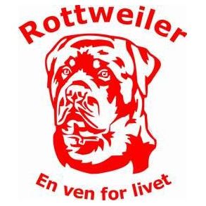 Rottweiler hoved med tekst / Ring for pris